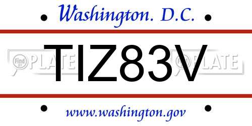TIZ83V District Of Columbia License Plate