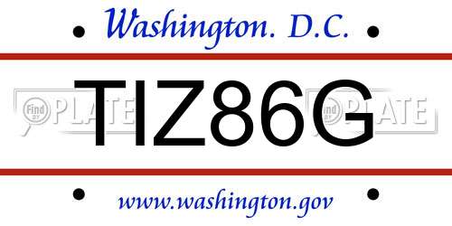 TIZ86G District Of Columbia License Plate