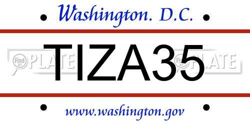 TIZA35 District Of Columbia License Plate