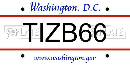 TIZB66 District Of Columbia License Plate