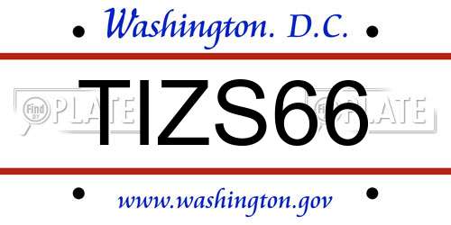 TIZS66 District Of Columbia License Plate