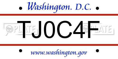 TJ0C4F District Of Columbia License Plate