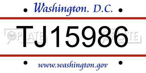 TJ15986 District Of Columbia License Plate
