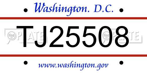 TJ25508 District Of Columbia License Plate