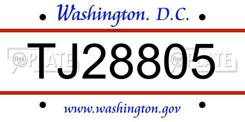 TJ28805 District Of Columbia License Plate