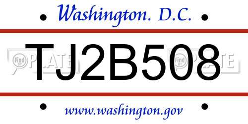 TJ2B508 District Of Columbia License Plate