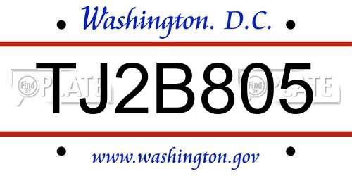 TJ2B805 District Of Columbia License Plate