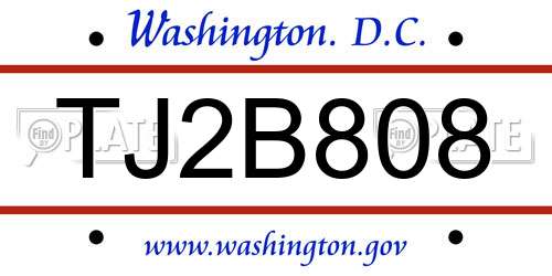 TJ2B808 District Of Columbia License Plate