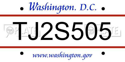 TJ2S505 District Of Columbia License Plate