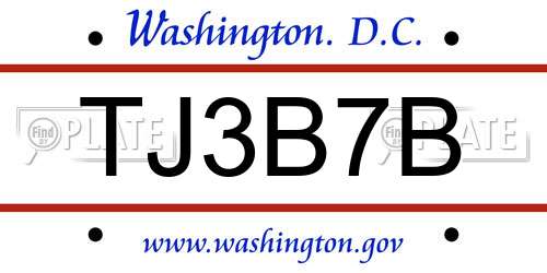 TJ3B7B District Of Columbia License Plate