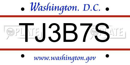 TJ3B7S District Of Columbia License Plate