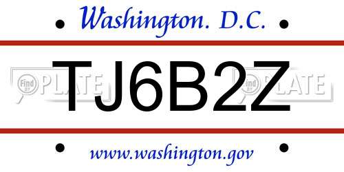 TJ6B2Z District Of Columbia License Plate