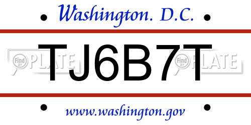 TJ6B7T District Of Columbia License Plate