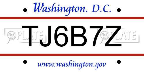TJ6B7Z District Of Columbia License Plate