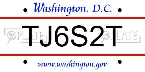 TJ6S2T District Of Columbia License Plate