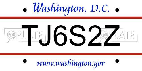 TJ6S2Z District Of Columbia License Plate