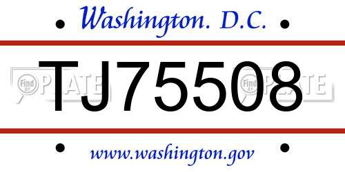 TJ75508 District Of Columbia License Plate
