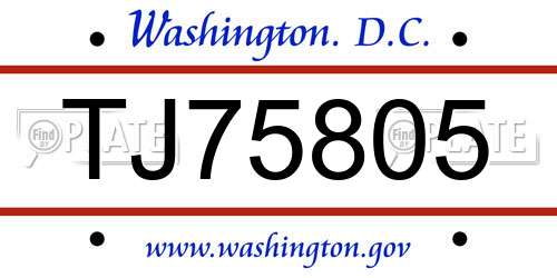 TJ75805 District Of Columbia License Plate