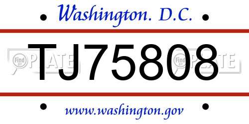 TJ75808 District Of Columbia License Plate
