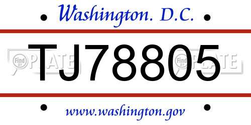 TJ78805 District Of Columbia License Plate