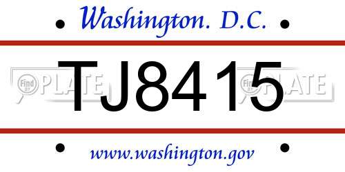 TJ8415 District Of Columbia License Plate