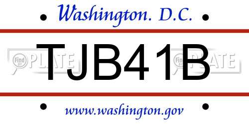 TJB41B District Of Columbia License Plate