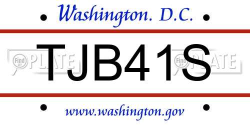 TJB41S District Of Columbia License Plate