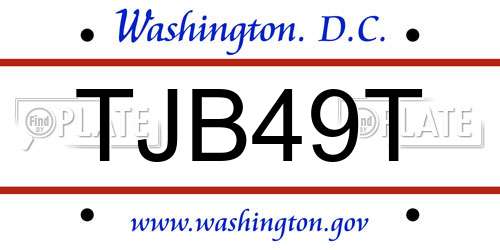 TJB49T District Of Columbia License Plate