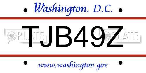 TJB49Z District Of Columbia License Plate