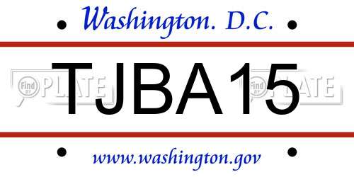 TJBA15 District Of Columbia License Plate