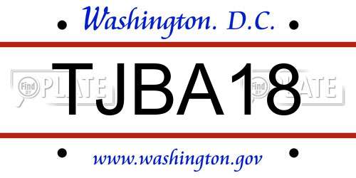 TJBA18 District Of Columbia License Plate