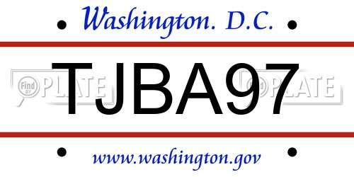 TJBA97 District Of Columbia License Plate