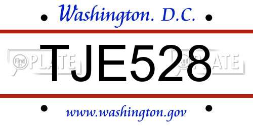 TJE528 District Of Columbia License Plate