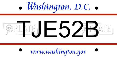 TJE52B District Of Columbia License Plate