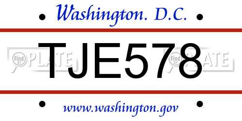 TJE578 District Of Columbia License Plate