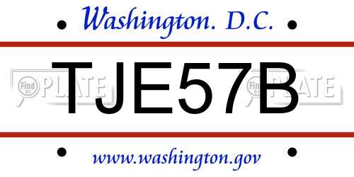 TJE57B District Of Columbia License Plate