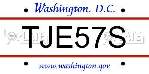 TJE57S District Of Columbia License Plate