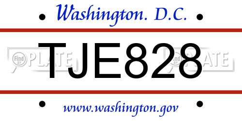TJE828 District Of Columbia License Plate