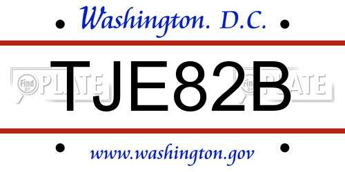 TJE82B District Of Columbia License Plate