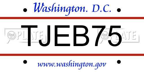 TJEB75 District Of Columbia License Plate