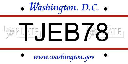 TJEB78 District Of Columbia License Plate