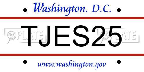 TJES25 District Of Columbia License Plate