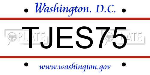 TJES75 District Of Columbia License Plate