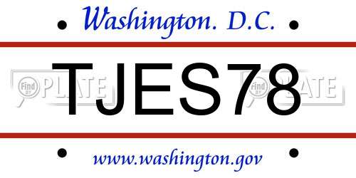 TJES78 District Of Columbia License Plate