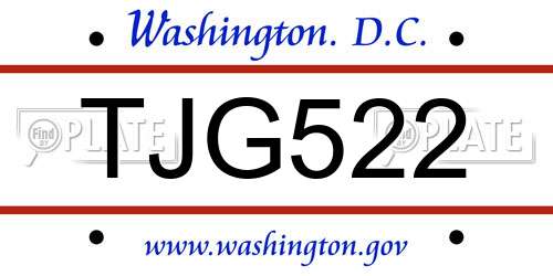 TJG522 District Of Columbia License Plate
