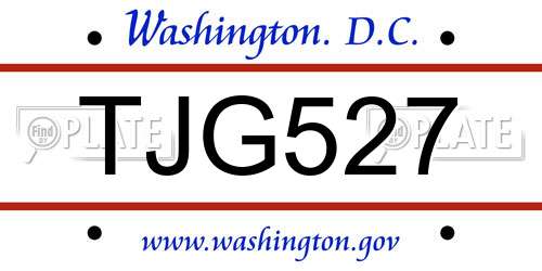 TJG527 District Of Columbia License Plate