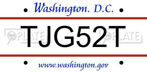 TJG52T District Of Columbia License Plate