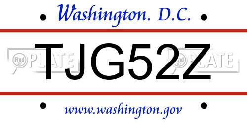 TJG52Z District Of Columbia License Plate