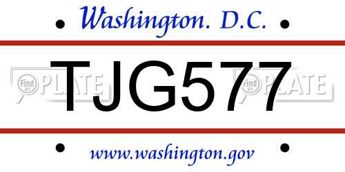 TJG577 District Of Columbia License Plate