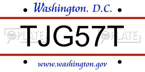 TJG57T District Of Columbia License Plate